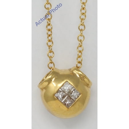 Invisible Set Princess Diamond Pendant 18k Yellow Gold Princess Diamond Invisible Setting Modern ball shaped pendant set with (0.3 Ct, H , VS ) ()