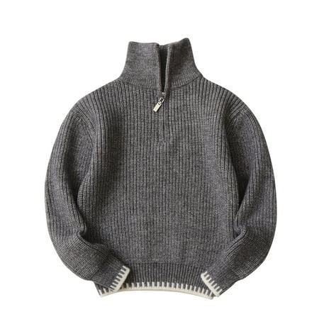 

Hngshg Kids Sweaters Qurter Zip High Neck Casual Knitted Pullover Tops Kids Long Sleeve Warm Sweater Tops