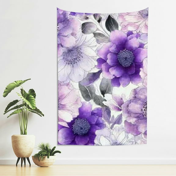 ZFLMY Purple Flowers Wall Tapestry Art for Living Room Bedroom Decor 40*60in
