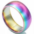 thumbnail image 5 of 2/4/6/8mm Mystic Rainbow Band Men Women's Titanium Steel Engagement Ring Sz 5-13, 5 of 6
