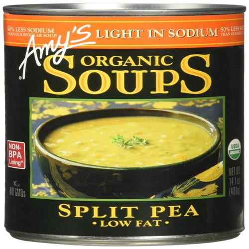 Amys Soup, Vegan Split Pea Soup, Light In Sodium, Gluten Free, Made With Organic Vegetables, Canned Soup, 14.1 Oz