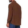 thumbnail image 3 of INSPIRE CHIC Men's 100% Cotton Dress Shirt Long Sleeve Solid Casual Button Down Shirts M Brown, 3 of 6