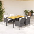 thumbnail image 1 of vidaXL 5 Piece Garden Dining Set with Cushions Black Poly Rattan, 1 of 5