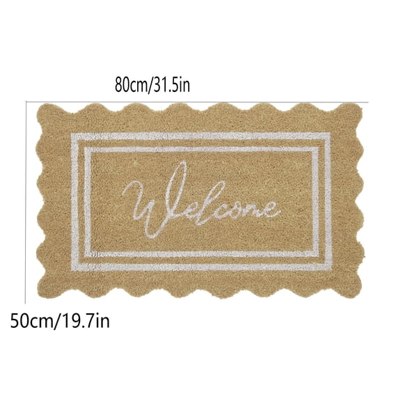 Home Door Mat Printed Welcome Mat 31x19in Non-Slip Doormat, Durable Outdoor/Indoor Rug, Entryway, Front Door, Porch, Patio, Hello Bugs Scalloped Edge Design (Welcome)