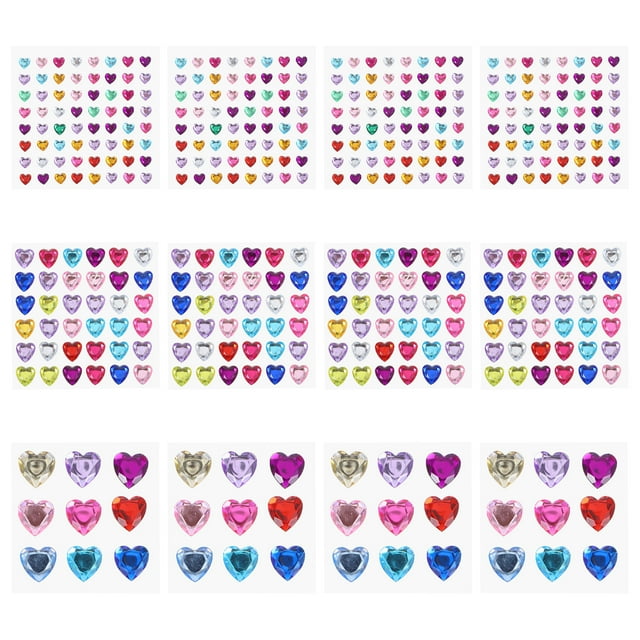 12 piezas de pegatinas de gemas de corazón, joyas para manualidades, pegatinas autoadhesivas de joyas de diamantes de imitación, pegatinas adhesivas de gemas, diamantes de imitación para manualidades