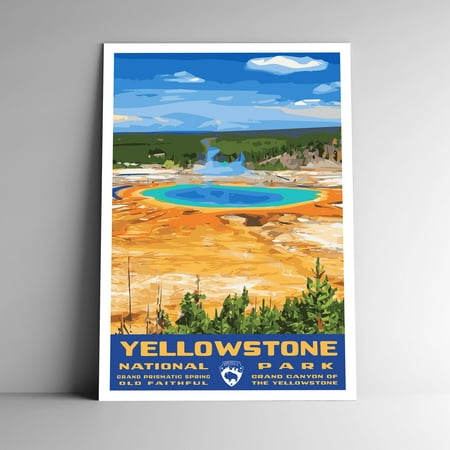 Yellowstone National Park Vintage Travel Poster / Postcard WPA Style Grand Prismatic Spring