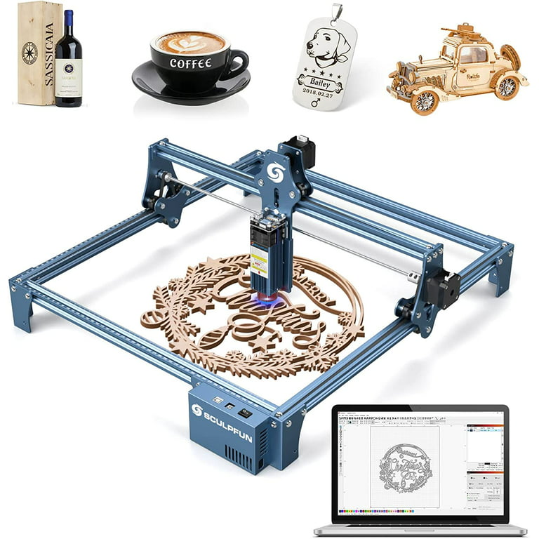  SCULPFUN S9 Laser Engraver with Laser Rotary Roller, 90W Effect  High Precision CNC Laser Engraving Machine, 360° Laser Rotary Attachment  for Engraving Cylindrical Objects Cans