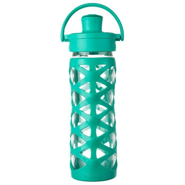 Lifefactory Premium 16oz Glass Water Bottle with Active Flip Cap