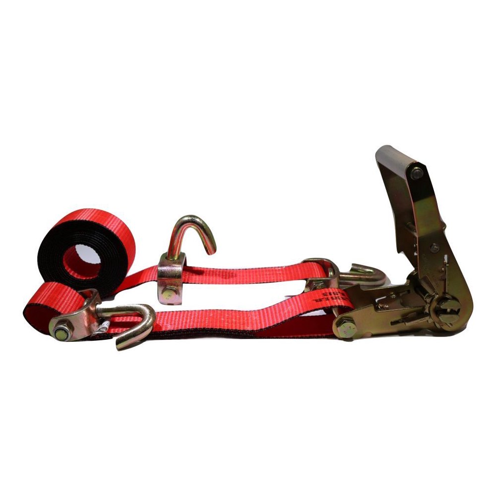 2" x 11 ft. Red 3Point Ratchet Wheel Strap w/ Swivel J Hooks & Swivel