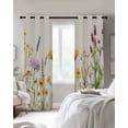 thumbnail image 3 of Spring Wildflowers Blackout Curtains 45 Inches Long, Pastoral Wind Flowers Linen Texture 2 Panels, Thermal Insulated Room Darkening Drapes with Grommets, 42W x 45L Each Panel, 3 of 9