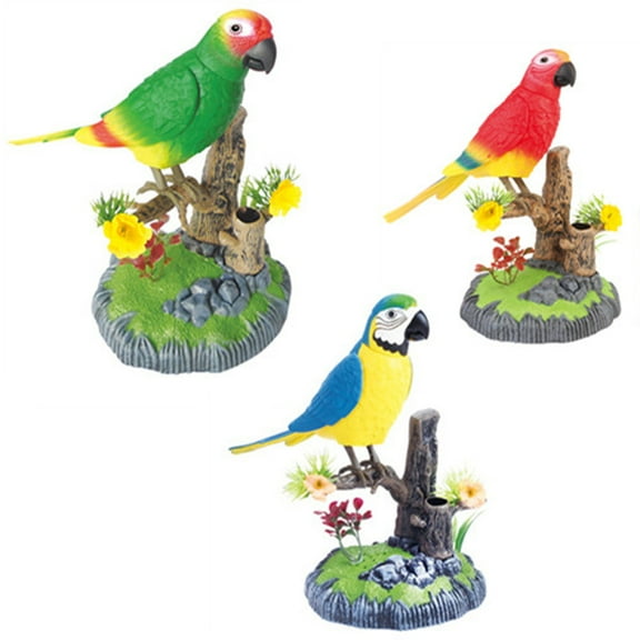 1 Singing Chirping Bird in Tree Branch Moving Beak and Tail Sound Activated (color may vary)