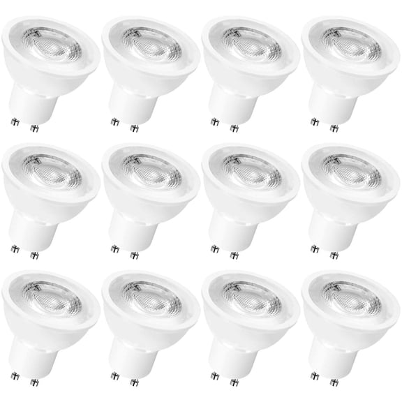 Luxrite MR16 GU10 LED Bulbs Dimmable, 50W Halogen Equivalent, 2700K Warm White, 500 Lumens, Enclosed Fixture Rated 12-Pack