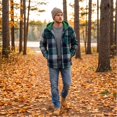 thumbnail image 4 of Fabrcox Men's Hooded Plaid Shacket Long Sleeve Button Down Checkered Shirt Jacket with Chest Pockets Lightweight Casual Fall Outerwear Green L, 4 of 8