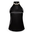thumbnail image 6 of cocolona Beaded Off-Shoulder Satin Tank Tops Sleeveless Elegant Work Solid Color Blouses, 6 of 7