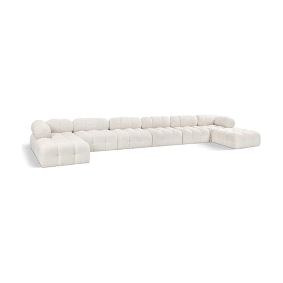 Meridian Furniture Ames Cream Boucle Fabric Modular Sectional