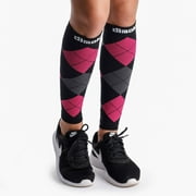 Pink Argyle Graduated Calf Compression Sleeves