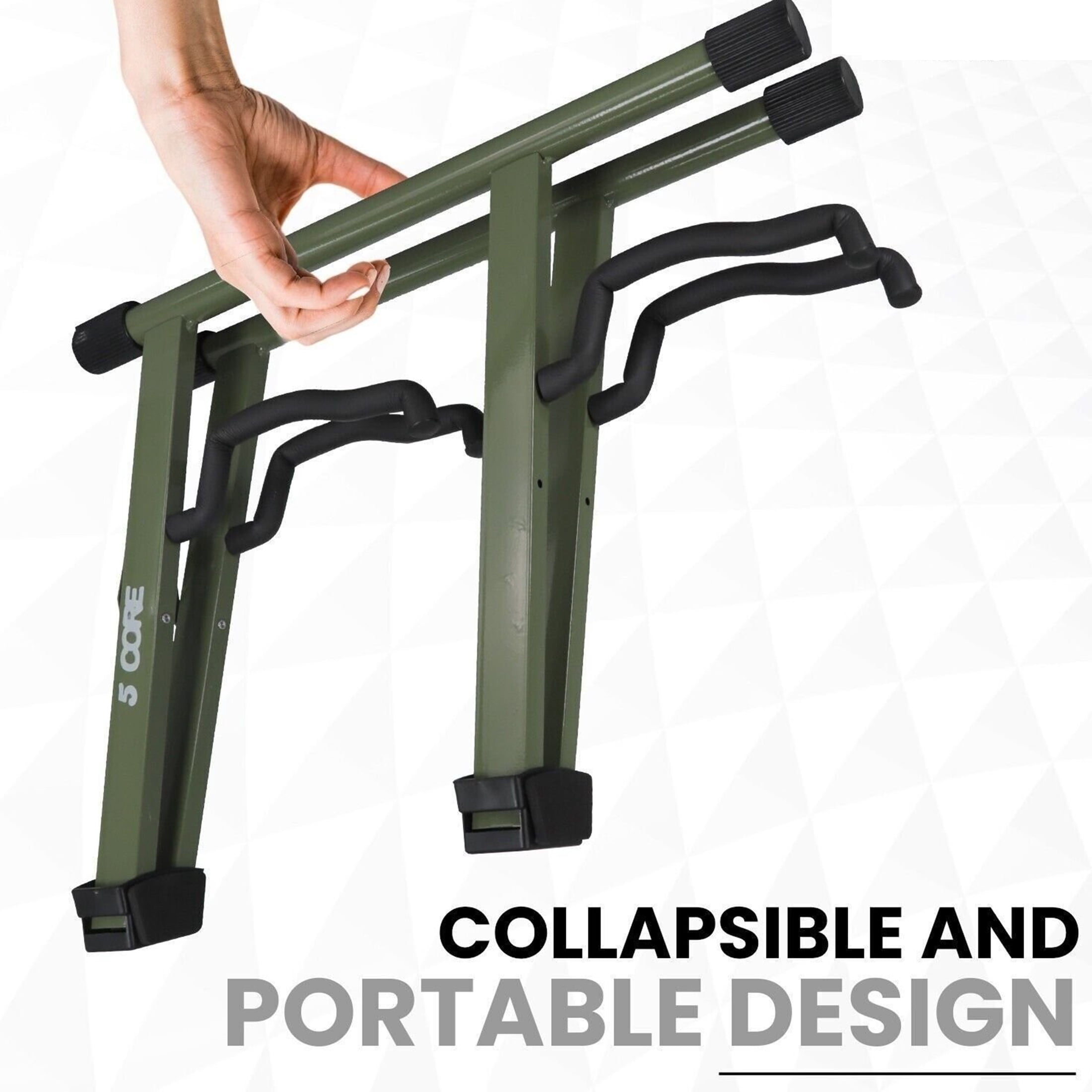 Yunken Guitar Stand 2 In 1 Electric Acoustic Bass Banjo Stand Strong Metal Double A-Frame Folding Guitar Holder with Padded Foam Sleeves Green