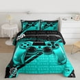 thumbnail image 2 of Homewish Gamer Gaming Queen Comforter Set,Kids Gamepad Controller Bedding Sets,Cyan Black Bedding Comforter Set For Teens,Microfiber Bedroom Decor Reversible,3-Piece, 2 of 8