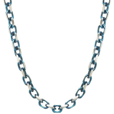 American Steel Men's Stainless Steel Jewelry/Blue IP Ion Plated 22 Two-Tone Cable Chain Necklace, 6.25mm