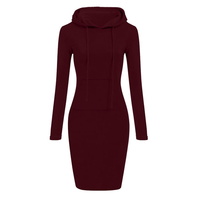 Yuyuzo Robe Décontractée d'Automne pour Femmes à Manches Longues avec Capuche et Poche