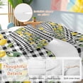 thumbnail image 2 of Queen 4 Piece Bedding Set Summer Lemon Leaf Black Buffalo Plaid Soft Breathable Duvet Cover and Pillowcase,Country Flower Watercolor Duvet Cover Set Bed Sheets for Bedroom Dormitory Guest Room, 2 of 9