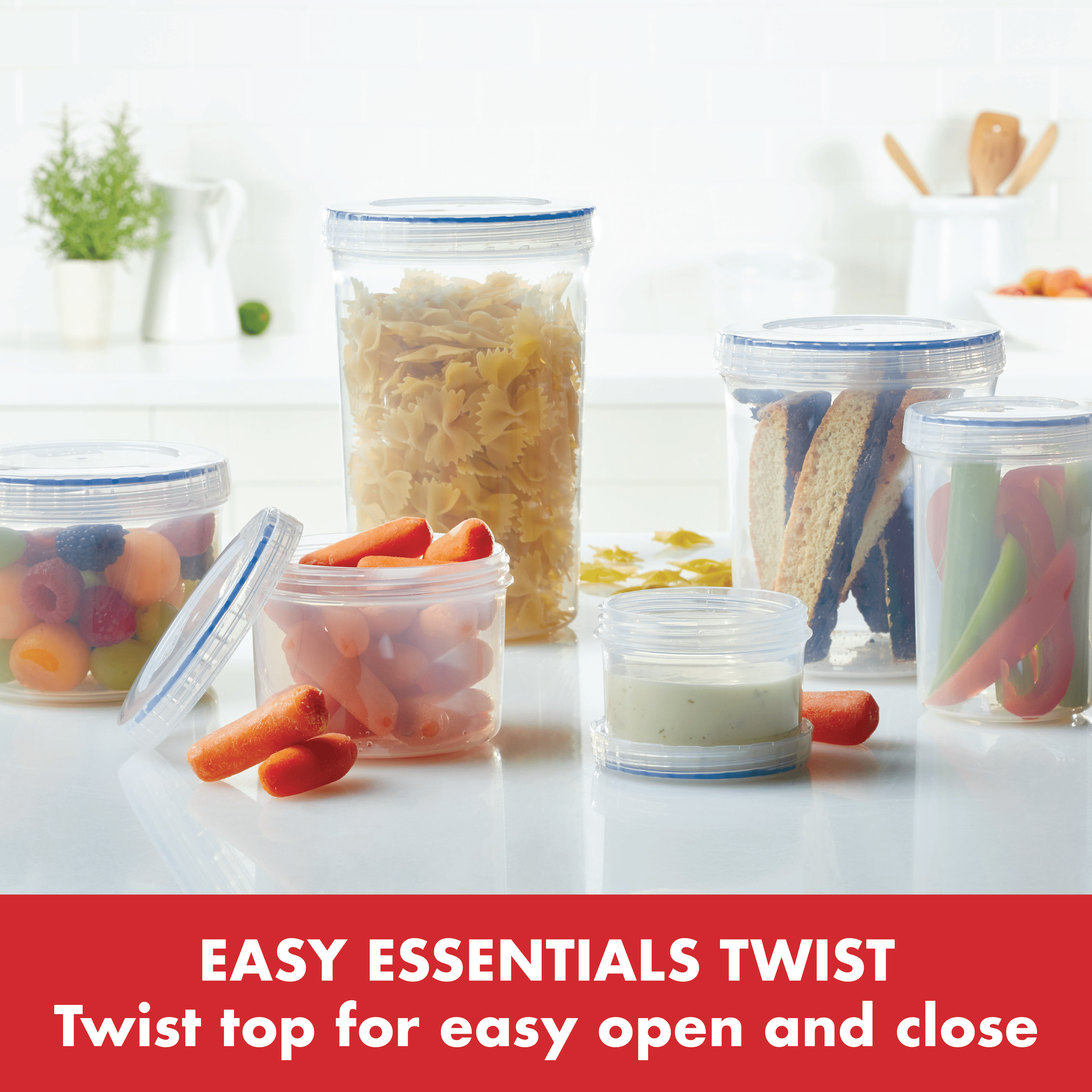 Fresh Fare Twist-Top Snack Containers - Small Food Storage - Set of 4