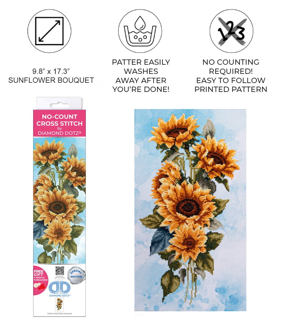 DIAMOND DOTZ® Sunflower Bouquet Special Edition No-Count Cross Stitch Kit
