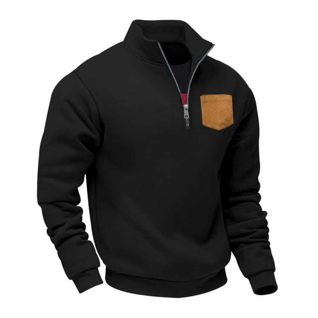 pstuiky camisas de manga larga para hombre, Sudadera con capucha informal de manga larga con cuello alto y media cremallera para hombre, color sólido, transpirable camisetas de hombre xxxl