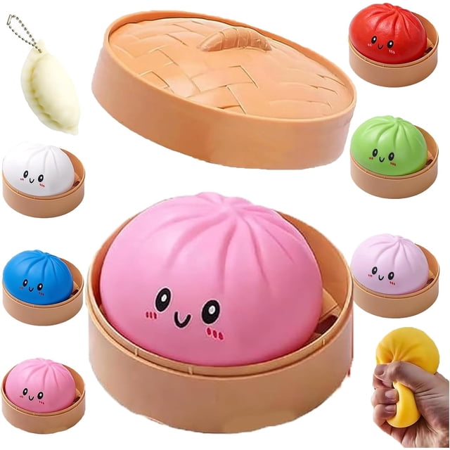 Jouet Anti-Stress en Forme de Gros Ravioli, Jouet de Décompression Doux et Compressible, Jouet en Forme d'Aliment Réaliste, Jouet en Matériau Sûr et Résilient, Jouet Portable pour Soulager l'Anxiété, Jouet Surprise Boîte Mystère, Mignon Jouet Sensoriel Relaxant