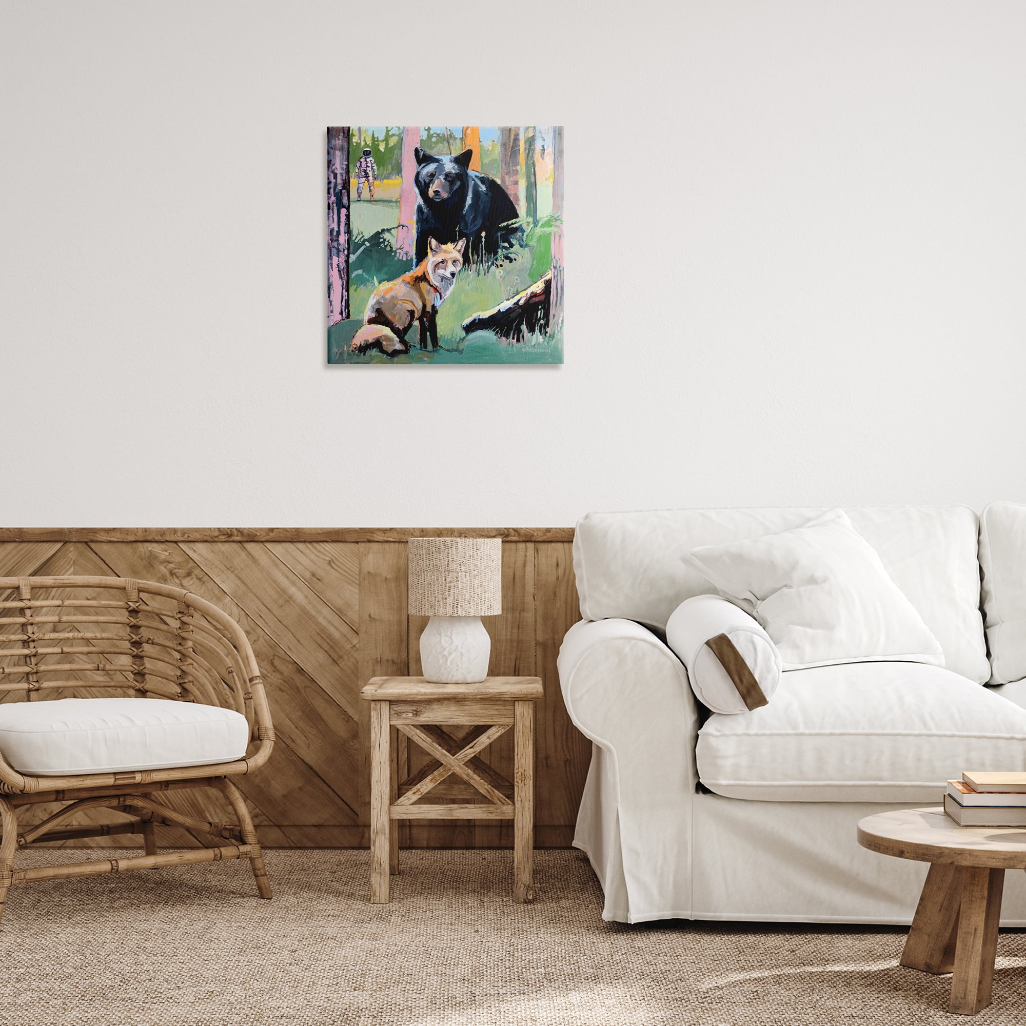 Forest Animals in Deep Space Canvas Wall Art, design by Adam Swanson