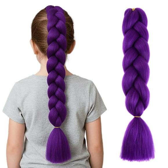 Peluca morada con extensiones de cabello sintético para trenzas, ideal para cosplay y presentaciones en vivo. Pieza de 24 pulgadas.