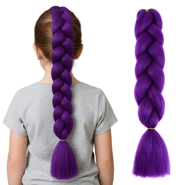 Salud y belleza, Herramientas de belleza, Pelucas, Extensiones de cabello tejido morado, Cabello sintético tejido morado para trenzas, Cosplay, Actuación escénica, 24 pulgadas, pieza de extensión