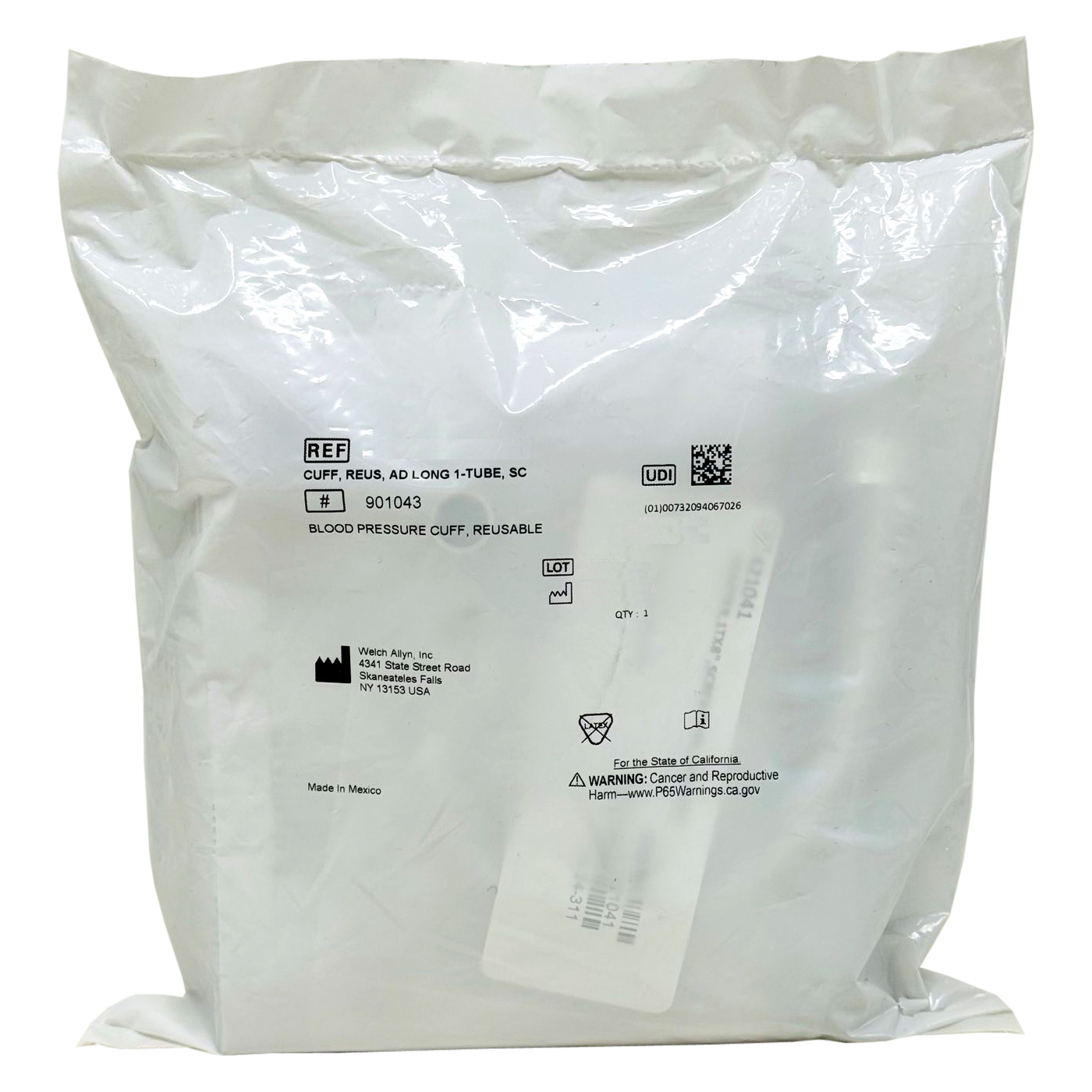 Welch Allyn REUSE-11L-1SC FlexiPort Reusable Blood Pressure Cuffs with Screw-Type Connector, Adult Long, Size 11L
