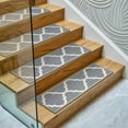 thumbnail image 4 of Ottomanson Non-Slip Rubberback Trellis 8.5" x 26" Indoor Stair Treads, 7 Pack, Gray/White, 4 of 12