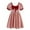 M68 Red, variant on Tfken Summer Dresses For Girls Square Neck Short Sleeve Plaid Dresses With Bowknot Trendy Casual Children Comfortable Clothes Red Size 3-4 Years