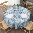 thumbnail image 3 of Blue Christmas Snowflake Pattern Round Tablecloth 60"x60",Wrinkle Wipeable Table Cloth for Kitchen Dining Room Picnic Patio Party, 3 of 6