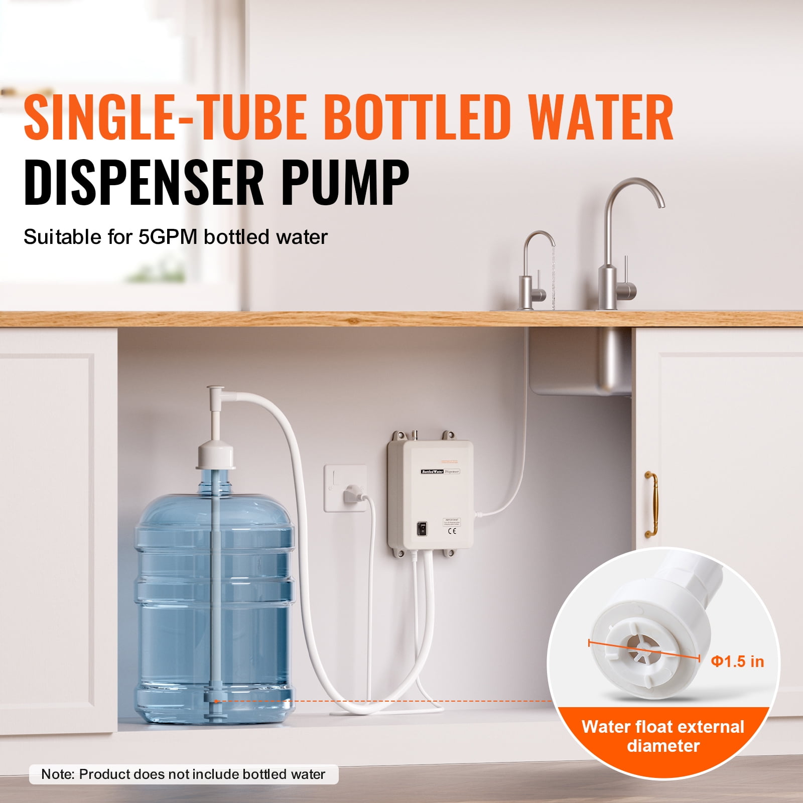 KFFKFF Water Dispenser Pump Mechanism, 5 Gallon Water Distribution System, Automated Electric Water Dispenser, Solo Inlet Water Jug Pump, Suitable for Use with Coffee/Tea Maker, Fridge, Ice Machine