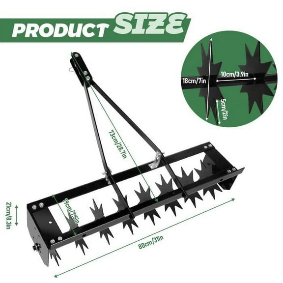Heavy Duty 200LBS Tow Behind Lawn Aerator Set ,Plug Aerator with Spike Aerator (Star-Shaped Steel Tines), Pull Behind Aeration Tool for Household, Farmyard, Yard & Garden Use