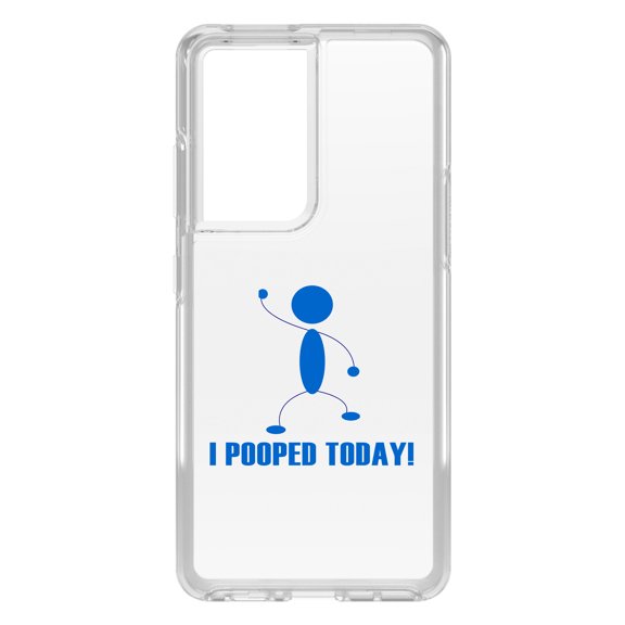 DistinctInk Clear Hybrid Case for Samsung Galaxy S21 Ultra (6.8" Screen) - I Pooped Today! - Tempered Glass Back