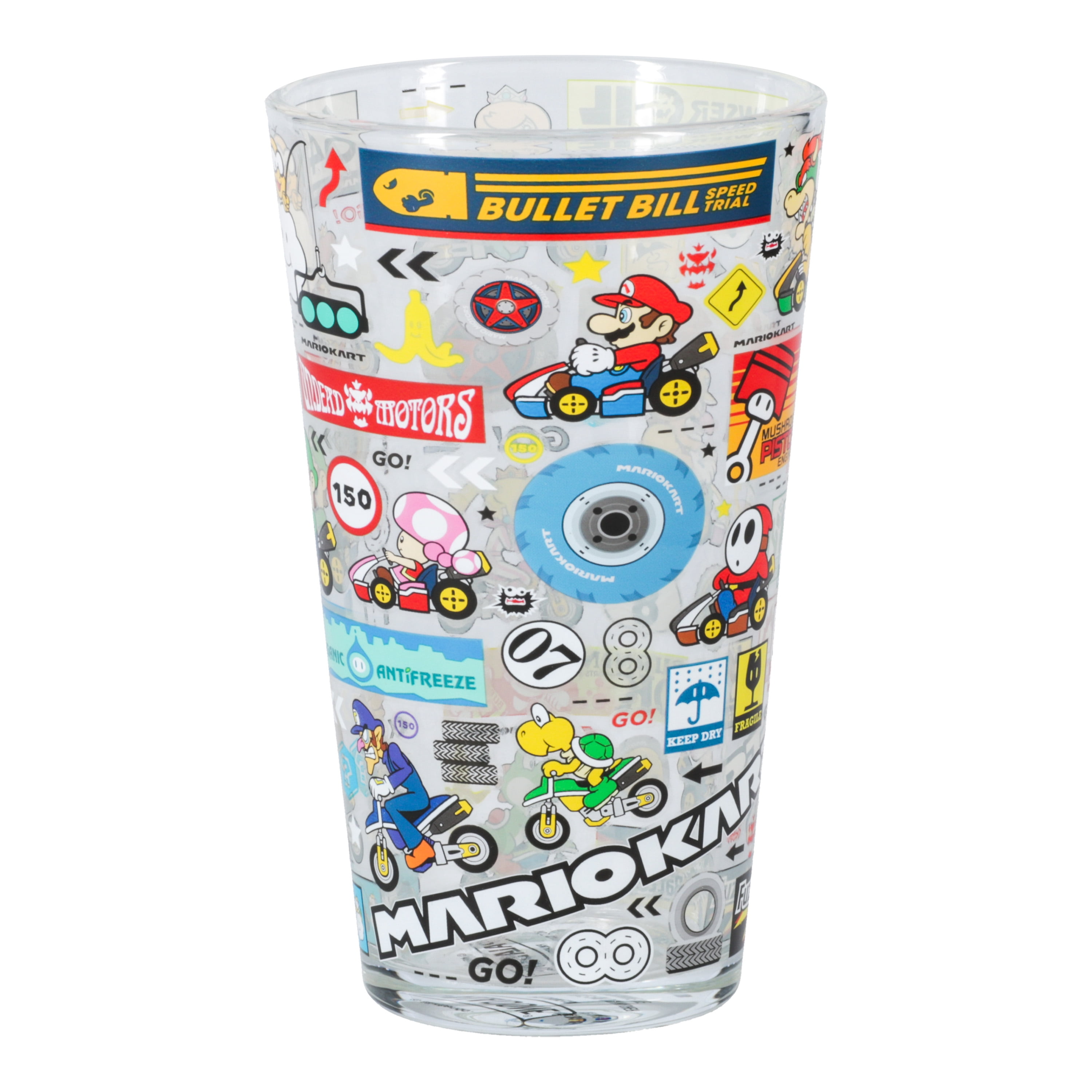 Paladone Mario Kart Inspired Drinking Glass Tumbler Cups Set of 2 Glasses