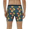 thumbnail image 4 of Xecao Blue Floral Print Boxer Briefs for Men's Stretch Moisture-Wicking Underwear, Mid-Rise Classics breathable fabric, 4 of 7