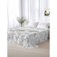 thumbnail image 5 of Gray Botanical King Size Flat Sheet, Wrinkleproof & Fadeproof Cooling Flat Bed Sheet Only, Watercolor Spring Floral Summer Breathable Soft Bedding Top Sheets 105 x 98 Inches, 5 of 8