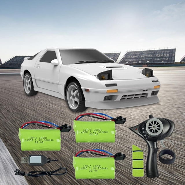 Coches de derrape RC a escala 1/18, modelo de 10 km/H, lámpara abatible, modelo de vehículo de alta velocidad, neumático de deriva, coche de juguete 3 batería CUTICAT Coches de deriva