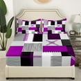 thumbnail image 3 of Erosebridal Geometric Stripe Sheet Set Twin,Rectangle Lines Bedding Sets Twin Size,Patchwork Decor,Breathable,3pcs, 3 of 7