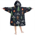 thumbnail image 2 of Bigfoot and Campfire Black Pattern Lamb Fleece Blanket Hoodies for Teens ,Teens Oversize Sherpa Wearable Hooded Blanket Sweatshirt with Super Pockets, 2 of 6