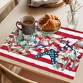 thumbnail image 3 of 4th of July Placemats Set of 4 Independence Day Star Botanical Red Striped Place Mats Indoor Wipeable Table Mats Washable Cloth Dining Table Placemats for Kitchen Holiday Party Home Decor 13x19 Inch, 3 of 9