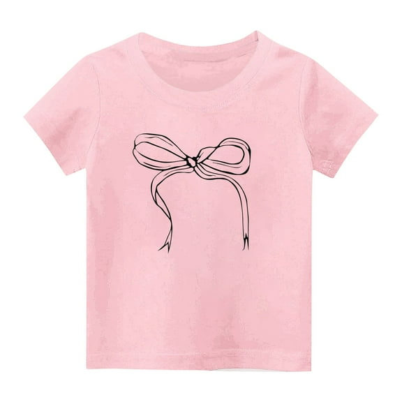 Ltctricy T-Shirts for Girls Toddlers 2-14 Years Soft Cotton Crew Neck Short Sleeve Graphic Tees Casual Summer Tops