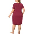 thumbnail image 3 of Agnes Orinda Women's Plus Size Nightgowns Lace V Neck Short Sleeve Pajamas Sleepwear Dress 3X Burgundy, 3 of 7