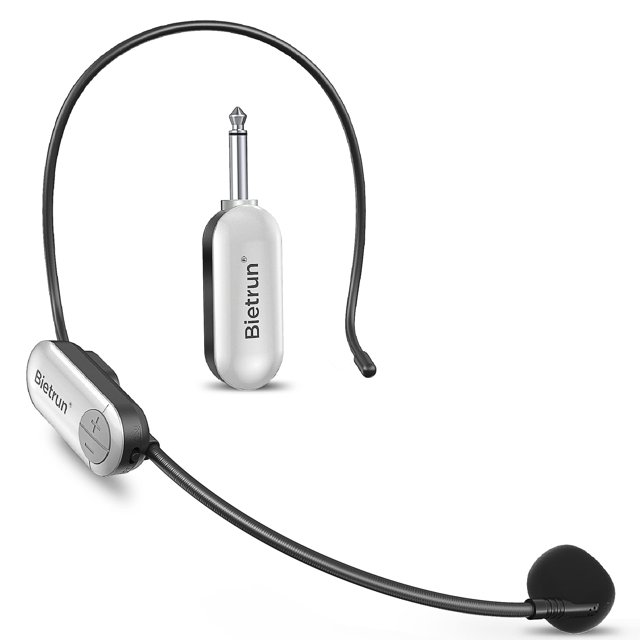 Auriculares con micrófono inalámbrico Bietrun UHF, 165 pies, alcance 6H
