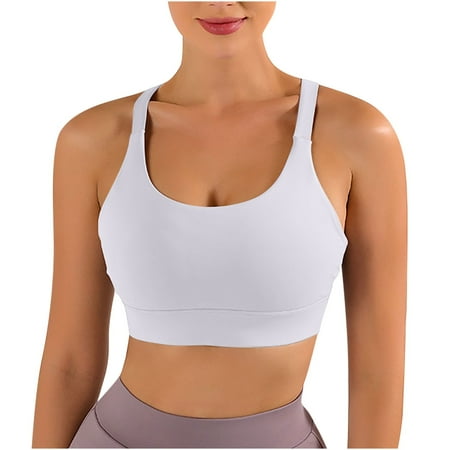 Mrat Dressy Tank Tops for Women 2024 New Nude Yoga Sports Underwear Beauty Back Fitness Outside to Wear Shock-Proof Push-Up Bra S-16 Gray L